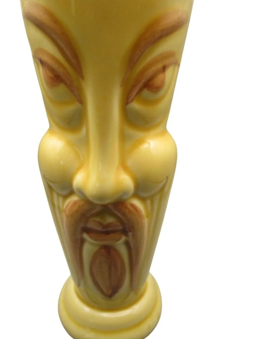 Orchids Of Hawaii Fu Manchu Yellow Ceramic Tiki Mug Vintage Taiwan 7